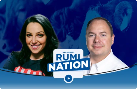 Portrait of a guest and a host of the Rumination podcast – episode 9, season 5 on animal nutrition by Jefo.