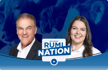 Portrait de deux experts du podcast Rumination, saison 5 épisode 17, dédié à la nutrition animale chez Jefo.