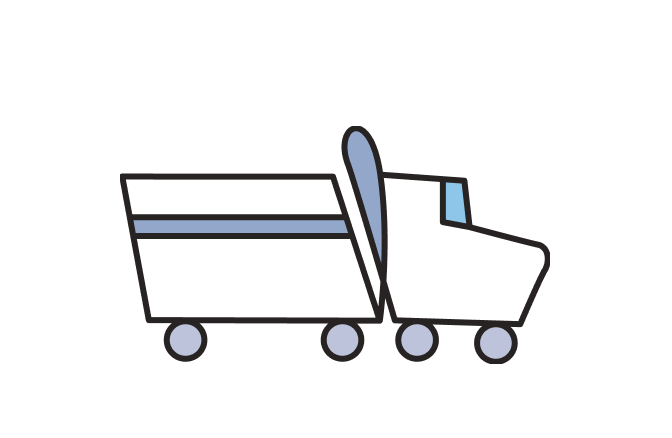 Illustrated truck icon representing ingredient logistics for animal nutrition services at Jefo.