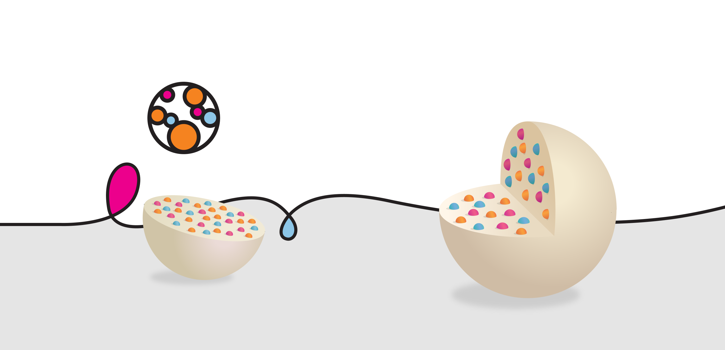 Illustration of Jefo nutritional capsules with targeted release, showing innovative encapsulation technology.