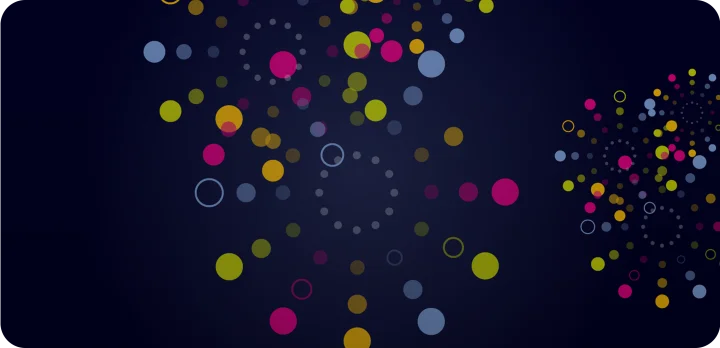 Abstract graphic with colorful dots on dark background, marking Jefo’s 9 years as a Canada’s Best Managed Company.