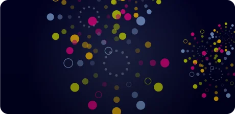 Visuel abstrait de cercles colorés sur fond foncé, célébrant les 9 ans de Jefo parmi les sociétés les mieux gérées au Canada.