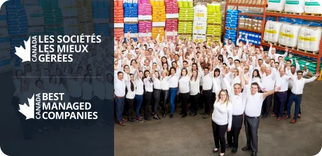 Jefo team celebrates 2021 recognition as one of Canada’s Best Managed Companies in the animal nutrition industry.