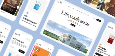 Preview of Jefo new website showing product pages, resources, and mobile-friendly design for animal nutrition professionals