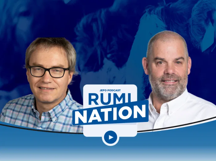 Two animal nutrition experts featured in episode 16 of Jefo Rumination podcast, season 5.