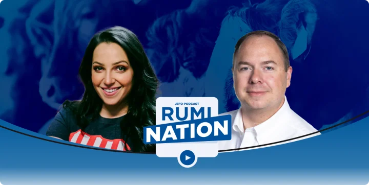 Portrait of a guest and a host of the Rumination podcast – episode 9, season 5 on animal nutrition by Jefo.