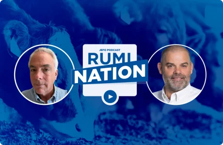 Portrait de deux experts en nutrition animale pour l’épisode 1 de la saison 6 du podcast Rumination de Jefo.