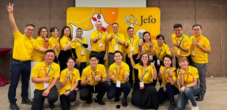 Jefo team and partners in Asia at the Belfeed launch, focused on innovative poultry nutrition.