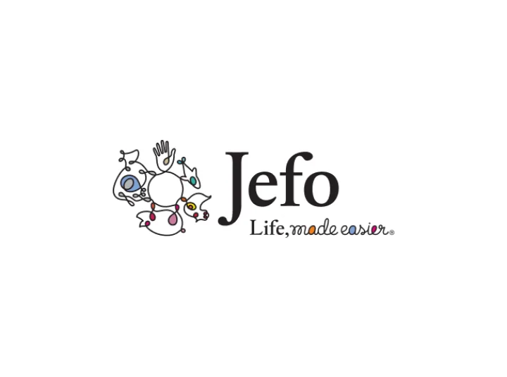 Jefo logo with Life, made easier tagline on white background.
