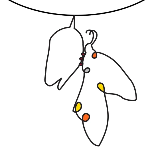 Illustration of a caterpillar turning into a butterfly, symbolizing transformation in animal nutrition.